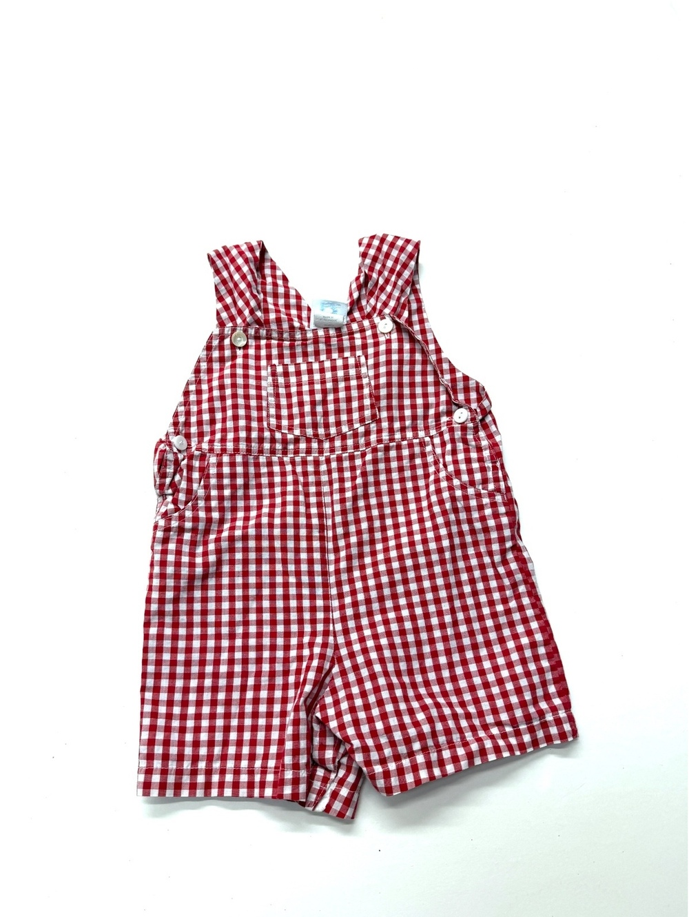 Bella Bliss Baby Boys Red Gingham Shortalls Romper 24 months Cotton